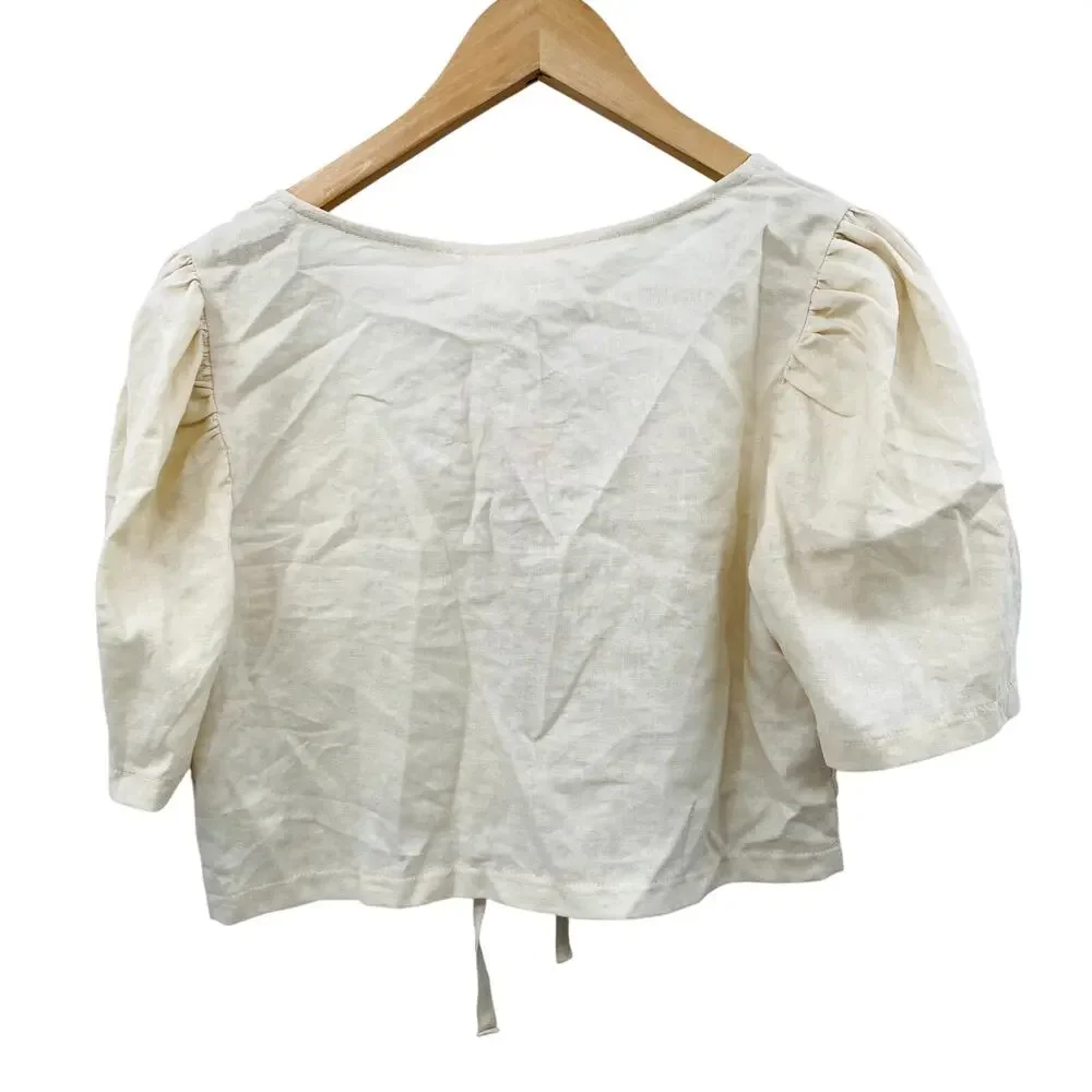 Urban Renewal Linen Blend Tie Front Blouse - Picture 6 of 8